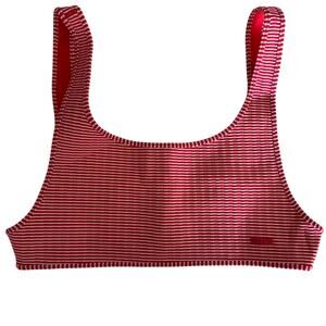 TRIANGL Red & White Striped Scoop Neck Bikini Top Size Extra Large